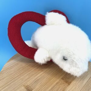 Plush Appeal White Dolphin Jumping Thru Red Heart Plush
